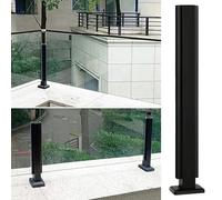 Poste de barandilla de acero inoxidable con cristal negro for balcón, piscina y patio - Material 304, balaustrada cuadrada de 5 x 5 cm (2 x 2 pulgadas)(Black Mid Post,60cm)