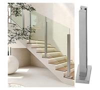 Poste de barandilla de acero inoxidable para escaleras, ajustable, de 78,7 a 124,5 cm de altura, montaje en el suelo, para balcón, terraza, pasillo, diseño cuadrado, color de poste medio (65 cm)