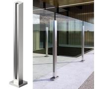 Poste de barandilla de cristal plateado de 95 cm con tornillos, para balcón y jardín, barandilla duradera para terraza y terraza, soporte de valla de vidrio fácil de instalar