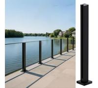 Poste de Barandilla de Entrada Terraza Poste Cuadrado para Cerca | Columna con Balaustres, Acabado Negro Kit De Barandilla para Porche, Jardín, Piscina y Balcón(End Post,36in/91.4cm)