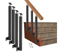 Poste De Barandilla De Escalera Cuadrado, Con Husillos Metálicos Ajustables A 270°, Con Base De Soporte Plana Y Kits De Tornillos, For Decoración De Terrazas(F,2.95ft/90cm)