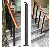 Poste de barandilla de escalera de hierro forjado, 90 cm, balaustrada negra para cubierta de hormigón, plataforma, pasillo, ático, pasamanos duradero con kits de tornillos, solución de seguridad