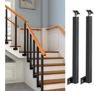 Poste De Barandilla De Escalera Interior Con Soportes Ajustables, Balaustres De Hierro Negro Para Escalera/Plataforma, Barras De Pasillo Para Construcción Comercial, Montaje Lateral De Columna De Esc