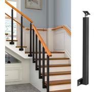 Poste De Barandilla De Escalera Interior Con Soportes Ajustables, Balaustres De Hierro Negro Para Escalera/Plataforma, Barras De Pasillo Para Construcción Comercial, Montaje Lateral De Columna De Esc