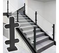 Poste de barandilla de Vidrio, Abrazadera Negra para barandilla de Vidrio para escaleras y terrazas, Sistema de balaustrada Cuadrada, Soporte para Vidrio de 60-120 cm, Poste Central de 85 cm