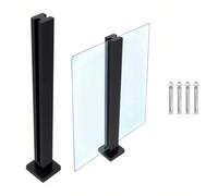 poste de barandilla de vidrio Black Outside Balcony Glass Railing Fence Pole, Indoor Hallway Stairs Glass Panel System, 304 Stainless Steel Glass Balustrade Kit for 10-12 mm Glass(MID,H 105CM)