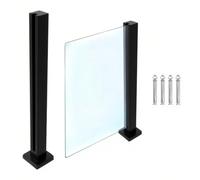 poste de barandilla de vidrio Black Outside Balcony Glass Railing Fence Pole, Indoor Hallway Stairs Glass Panel System, 304 Stainless Steel Glass Balustrade Kit for 10-12 mm Glass(End,H 95CM)