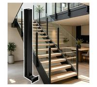 Poste de barandilla de vidrio cuadrado negro, postes de balaustre de montaje lateral para porches residenciales, terrazas de piscinas, instalación de columnas(Black-Mid Post,Height 46'')