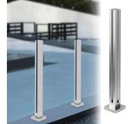 Poste de barandilla de vidrio de acero inoxidable 304, base de espiga sin taladro, fácil de instalar, para interiores y exteriores, valla de piscina y balcón, poste medio de 49.2 pulgadas para