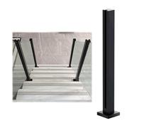 Poste de barandilla de vidrio de acero inoxidable negro resistente 304 con base de ranura, sin taladro, fácil de instalar para cubiertas, balcones, patios y escaleras, 115 cm