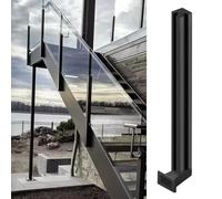 Poste De Barandilla De Vidrio De Montaje Lateral Negro - Abrazadera Cuadrada Para Barandilla De Vidrio De Extremo/Centro/Esquina, Para Exteriores/Balcones/Terrazas/Jardín/Paisaje, Paneles De 3/8-1/2