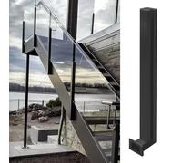 Poste De Barandilla De Vidrio De Montaje Lateral Negro - Abrazadera Cuadrada Para Barandilla De Vidrio De Extremo/Medio/Esquina, Para Exteriores/Balcones/Terrazas/Jardín/Paisaje, Paneles De 3/8-1/2 P