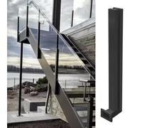 Poste De Barandilla De Vidrio De Montaje Lateral Negro - Abrazadera Cuadrada Para Barandilla De Vidrio De Extremo/Centro/Esquina, Para Exteriores/Balcones/Terrazas/Jardín/Paisaje, Paneles De 3/8-1/2