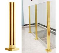 Poste de barandilla de Vidrio Dorado de 24 a 47 Pulgadas, Base de balaustrada Cuadrada cepillada, Poste de Esquina de Altura Personalizada para tablones de Vidrio y plástico, Acaba
