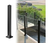 Poste de barandilla de vidrio negro de 110 cm, sistema de postes de barandilla de vidrio negro 304 sin perforación, base con ranuras para interiores y exteriores, balcón, terraza, terraza, balaustrada