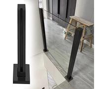 Poste de barandilla de vidrio negro extra largo, sistema de balaustrada de vidrio de acero inoxidable para terraza de escalera y balcón, perfecto para instalaciones modernas de paneles de vidrio