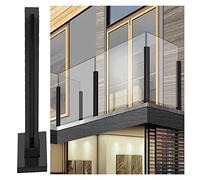 Poste de barandilla de vidrio negro para montaje en piso,Abrazaderas de vidrio de acero inoxidable/columna de panel de barandilla,Poste de soporte de pasamanos de escalera,para cubierta/balcón/p