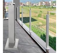 Poste de barandilla de vidrio negro y plateado de acero inoxidable, balaustre de escalera de jardín al aire libre, soporte de panel de vidrio duradero para terraza y valla, decoración moderna del