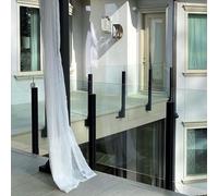 Poste De Barandilla De Vidrio Para Escaleras/Plataformas Interiores, Abrazadera Lateral Negra Para Paneles De Vidrio Con Gomas Y Tornillo, Paneles De 3/8-1/2 Pulgadas De Grosor, Barandillas Para Terr