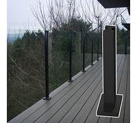 Poste de barandilla de vidrio para exteriores, 110 cm de alto, poste cuadrado para instalación de hormigón o madera, barrera de seguridad para terrazas y patios, duradero y elegante