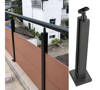 Poste de barandilla de vidrio para terraza al aire libre jardín balaustre abrazadera de vidrio negro paneles cuadrados de acero inoxidable para barandilla de cubierta y elegante soporte de balcón.