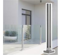 Poste de barandilla de vidrio plateado para vidrio de 10-12 mm, 110 cm de alto, balaustre duradero para escaleras, perfecto para interiores modernos, ideal para varias alturas de 60-140 cm