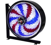 Poste de barbero giratorio de 27/38 pulgadas con luz, letrero LED estilo molino de viento para peluquería con franjas rojas, blancas y azules, letrero eléctrico de pared abierto para tiendas al aire