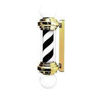 Poste de barbero, lámpara LED de Poste de barbero de 75 cm para Belleza, peluquería, barbería, lámpara de Tiras LED iluminada y giratoria montada en la Pared Impermeable, Dorado, Blanco y Negro