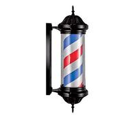 Poste de Barbero modelo flecha luminoso y con rotación - producto de peluquería - bandas rojas blancas azules 23x80 cm