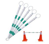 Poste de barricada de seguridad retráctil, 1 2 5 6 8 12 paquetes barrera cono tráfico reflectante telescópica, multicolor de 4 a 6,6 pies for mayor visibilidad(Green and White,5pcs)