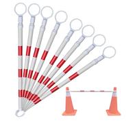 Poste de barricada de seguridad retráctil, 1 2 5 6 8 12 paquetes barrera cono tráfico reflectante telescópica, multicolor de 4 a 6,6 pies for mayor visibilidad(Red and White,8pcs)