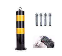 Poste de bolardo de seguridad, 4.5 pulgadas de diámetro, barrera de estacionamiento de acero amarillo con cinta reflectante para estacionamientos, calzadas, caminos de garaje, 21.7 pulgadas