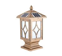 Poste de Cerca LED Impermeable, luz de Pilar Vintage para Exteriores, Control Remoto, lámpara de césped Ajustable, farola, Poste de luz, luz para casa, jardín, Villa, Patio Exterior, latón, 9.8 x