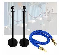 Poste de control de multitudes, barrera para filas de espera, juego de 3 piezas de cuerdas de poliéster para barreras de filas - Fácil montaje, negro y azul