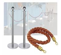 Poste de control de multitudes, barrera para filas de espera, juego de 3 piezas de cuerdas de poliéster para barreras de filas - Fácil montaje, color marrón plateado