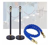 Poste de control de multitudes, barrera para filas de espera, juego de 3 piezas de cuerdas de poliéster para barreras de filas - Fácil montaje, negro, dorado y azul