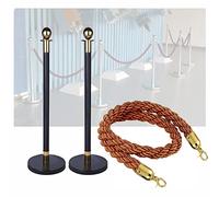 Poste de control de multitudes, barrera para filas de espera, juego de 3 piezas de cuerdas de poliéster para barreras de filas - Fácil montaje, negro, dorado y marrón
