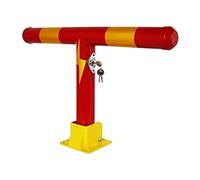 Poste de estacionamiento, Barandillas de estacionamiento en forma T, bolardo bloqueo for espacio, barrera acero resistente y plegable(Red)