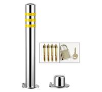 Poste de estacionamiento, Conos de tráfico reflectantes acero inoxidable, postes seguridad for entrada comunitaria aparcamiento, color blanco plateado, 600 x 76 mm(600x76MM)