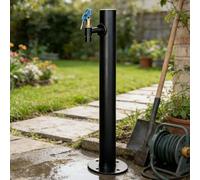 Poste de grifo de agua independiente a prueba de heladas, columna de agua negra para exteriores de acero inoxidable 304, grifo para exteriores montado en el piso grifo(Style 5,Height: 80cm/31.5in)