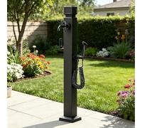 Poste de grifo exterior independiente moderno, columna de agua de jardín de acero inoxidable negro, grifo exterior a prueba de congelación para patio, trasero y césped(A,Height: 80cm/31.5in)