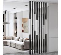 Poste De Partición De Habitación Listones De Metal Sin Perforación, 5/8 Piezas Pantalla De Privacidad Negra Divisor De Pared, Separador De Columna De Decoración Moderna(5pcs-C,140cm/55in/4.6ft)