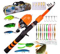 Poste de pesca para, poste de pesca para niños pequeños | Conjunto de caña de pescar para telescópicos Portátiles Suave,Monos de caña de pescado y carrete resistente al desgaste para Camping