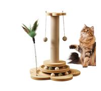 Poste De Rascado para Gatos | Poste Rascador para Gatitos con Bolas de Sisal | Juguete Rodante De Bolas para Gatos - para Uso en Balcón Sótano Garaje Patio Casa de Campo Apartamento