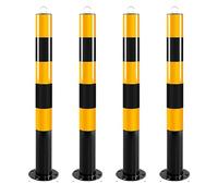 Poste de seguridad, barrera de estacionamiento con orificios para cadena, bolardnto en entrada, poste de seguridad para zonas de tráfico vulnerable, entradas de vehículos, 75 cm (4 unidades)