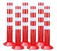 poste de seguridad, Conos de barrera tráfico for estacionamientos comerciales plástico PU 29,5 pulgadas alto con banda reflectante(Red,6pcs)
