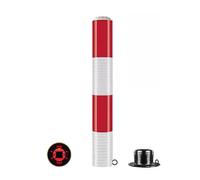 Poste de seguridad solar de tubo de acero extraíble, barrera de estacionamiento 1,5 pulgadas con cinta reflectante, para entradas de vehículos, almacenes y postes de señalización vial (rojo)