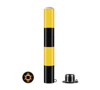 Poste de seguridad solar de tubo de acero extraíble, barrera de estacionamiento pulgadas con cinta reflectante, para entradas de vehículos, almacenes y postes de señalización vial (amarillo)