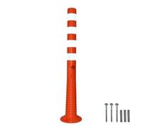 Poste de señalización vial de 100 x 8 cm | Guía flexible reflectante naranja, resistente a impactos, con tornillos y anclaje de resorte irrompible