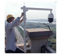 Poste de vigilancia de Acero galvanizado Blanco, Soporte de cámara de Seguridad de Montaje en Pared Giratorio 360, Altura Ajustable 1.2m, Poste de CCTV al Aire Libre a Prueba de óxido con Hardware de